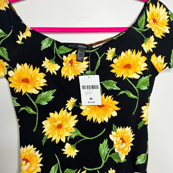 NEW Forever 21 Sunflower Knit Bodysuit - Picture 13 of 17